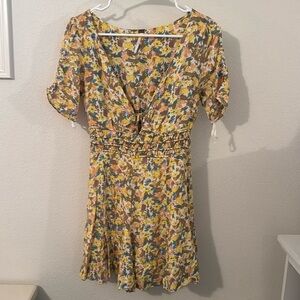 Free People Florence Floral Print Smocked Mini Dress